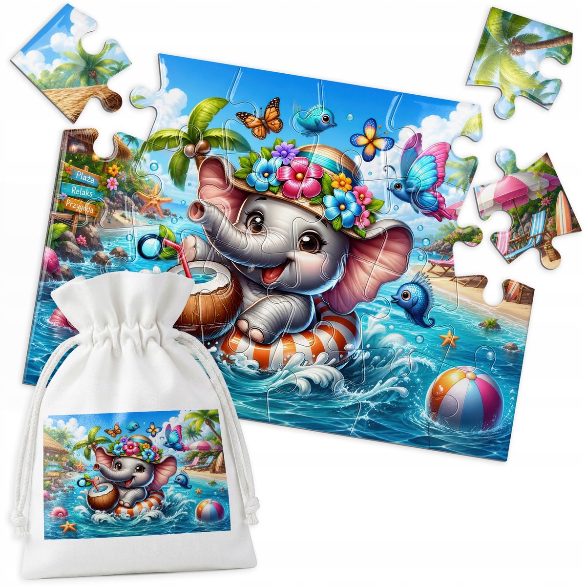 Merkloze Tropische Olifantpuzzel - 24 Stukjes