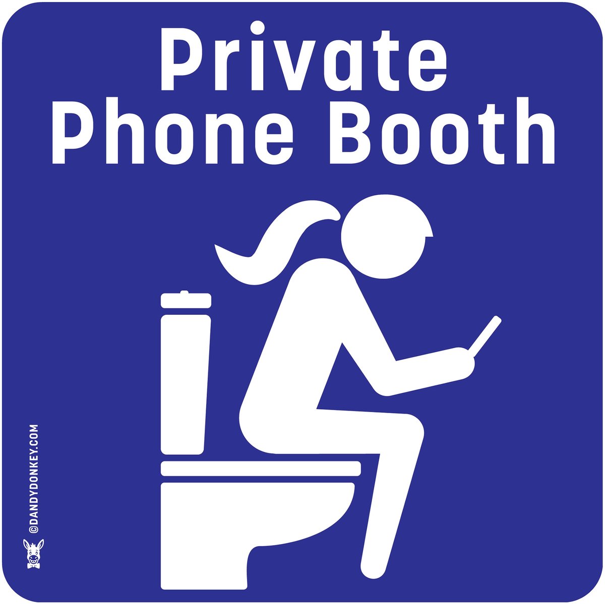 Dandy Donkey - Damestoiletbord Private Phone Booth - WC Deurbord - Brushed Aluminium - 15x15 cm