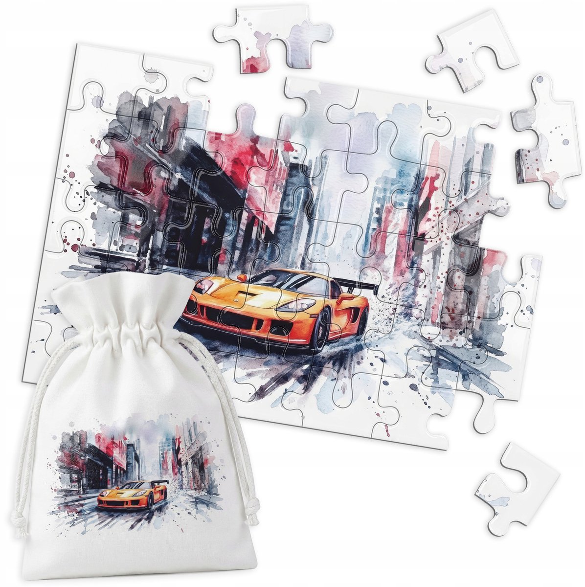 Traditionele Puzzel - Acquerel Auto Corvette - 35 Stukjes