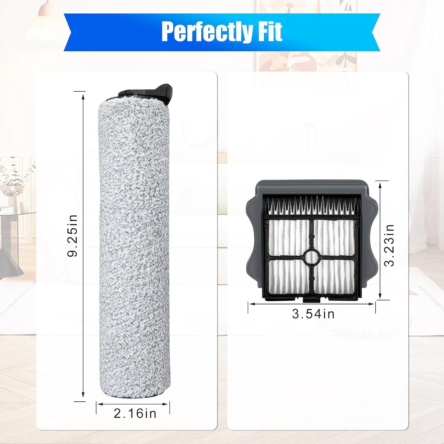 Vervangonderdelen voor Tineco vloerreiniger - 2 borstelrollen - 3 filters - Luxento – foto 6