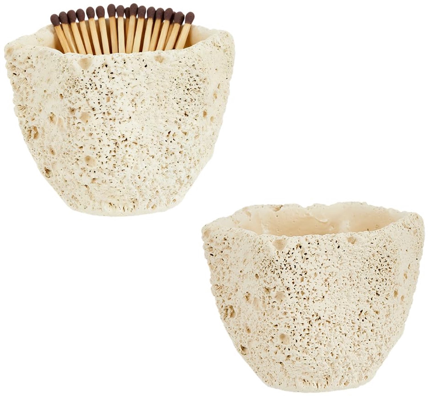 DICOSMETIC 2Pcs Decoratieve Match Houder Beton Leuke Match Jar Beige Matchstick Organizer Moderne Home Decor Geschenken Handgemaakte Lucifers Doos Voo