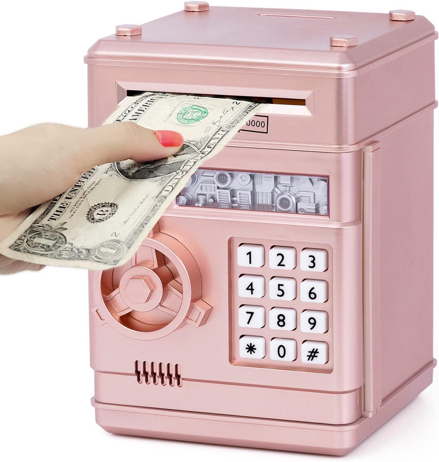Thedttoy Spaarpot voor kinderen, speelgoed spaarpot met elektronisch slot, automatisch rollend papier, pinautomaat - ShopVlot