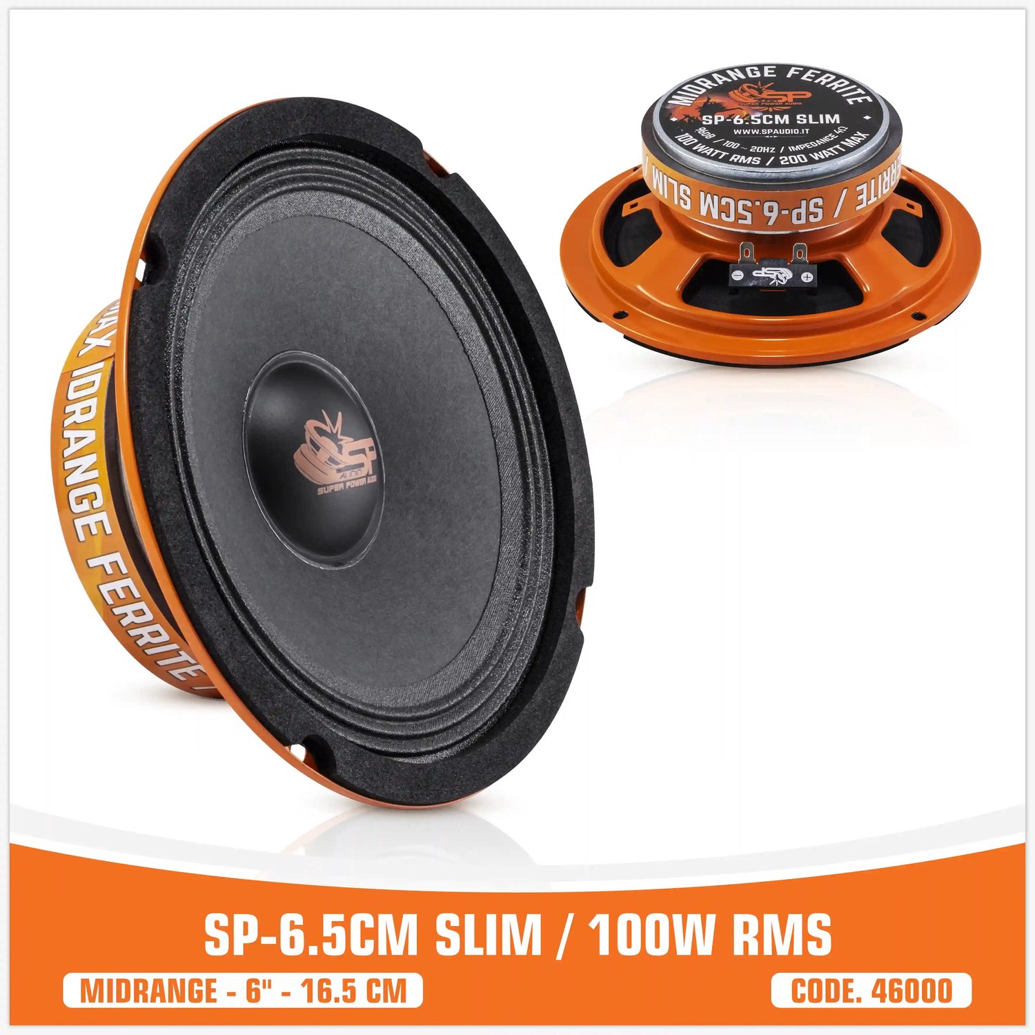 SP Audio SP 6.5CM Slim - Speaker, Car Audio Speakers 16,5 cm (6.5 inch) - Ondiepe Midrange - 100W RMS - 4 Ohm - Set van 2