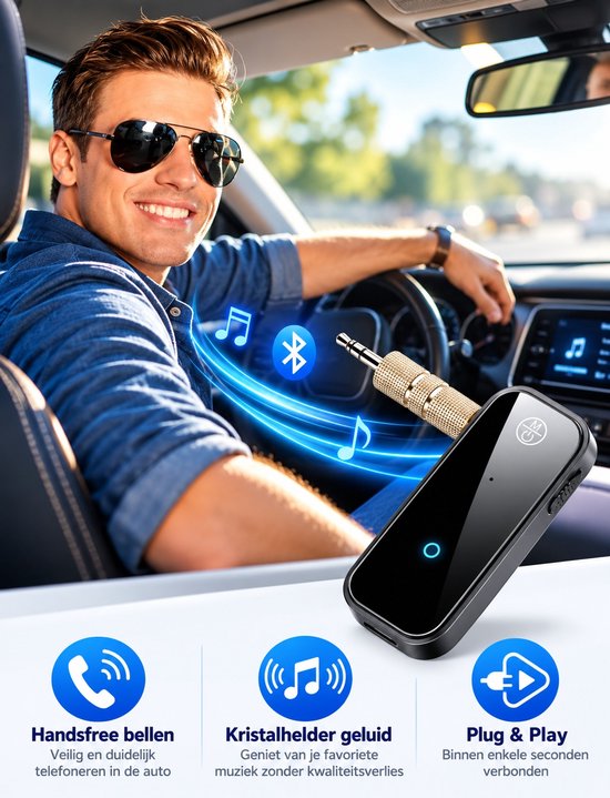 Bluetooth Receiver & Transmitter – Bluetooth 5.0 – 2-in-1 Bluetooth Ontvanger en Zender – 3,5mm AUX Adapter – RX/TX – Auto, TV & Audio — afbeelding 4