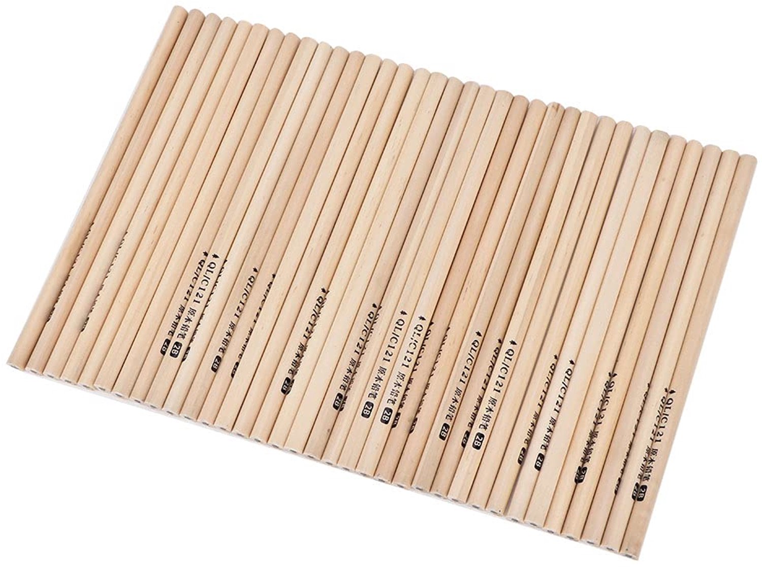 50 Stks Houten Omhulde Potloden, Ongeslepen Houten HB 2B Potlood Grafiet Schrijfpotlood voor School Kantoorbenodigdheden (2B driehoek)