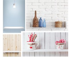DOJA Barcelona | Witte planksteunen | 4 Wandplanksteun | 240x145mm | Metalen vierkant met kunststof deksel | Resistente vierkanten voor werkbank, boek