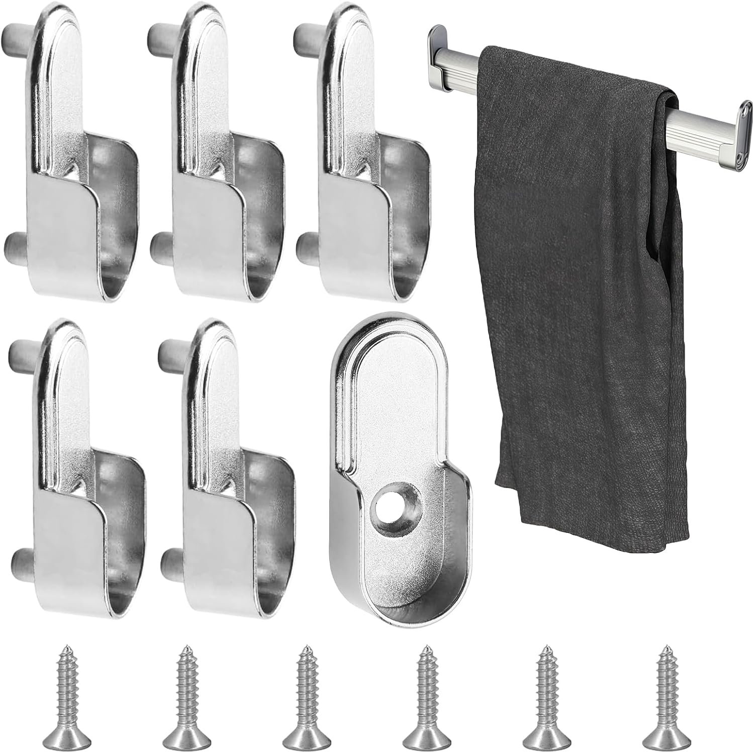 Pack of 6 Clothes Rail Holders, Clothes Rails, Holder, Cupboard, Oval Wardrobe, Rail End, Robust Holders for Wardrobe - ShopVlot