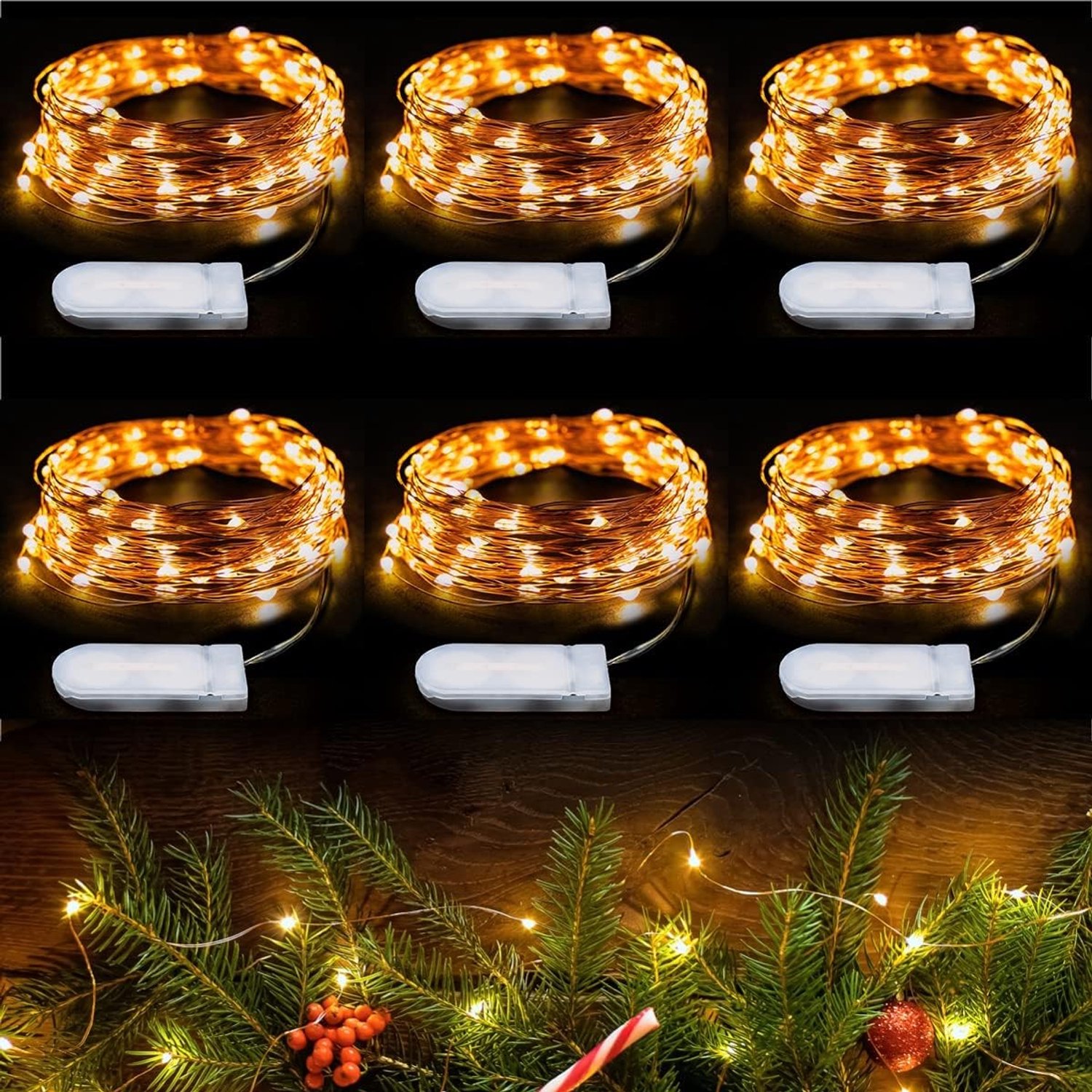 LED Lichtketting - Warm Wit - 6 m - Nano Koperdraad met 60 LEDs - Voor Binnengebruik