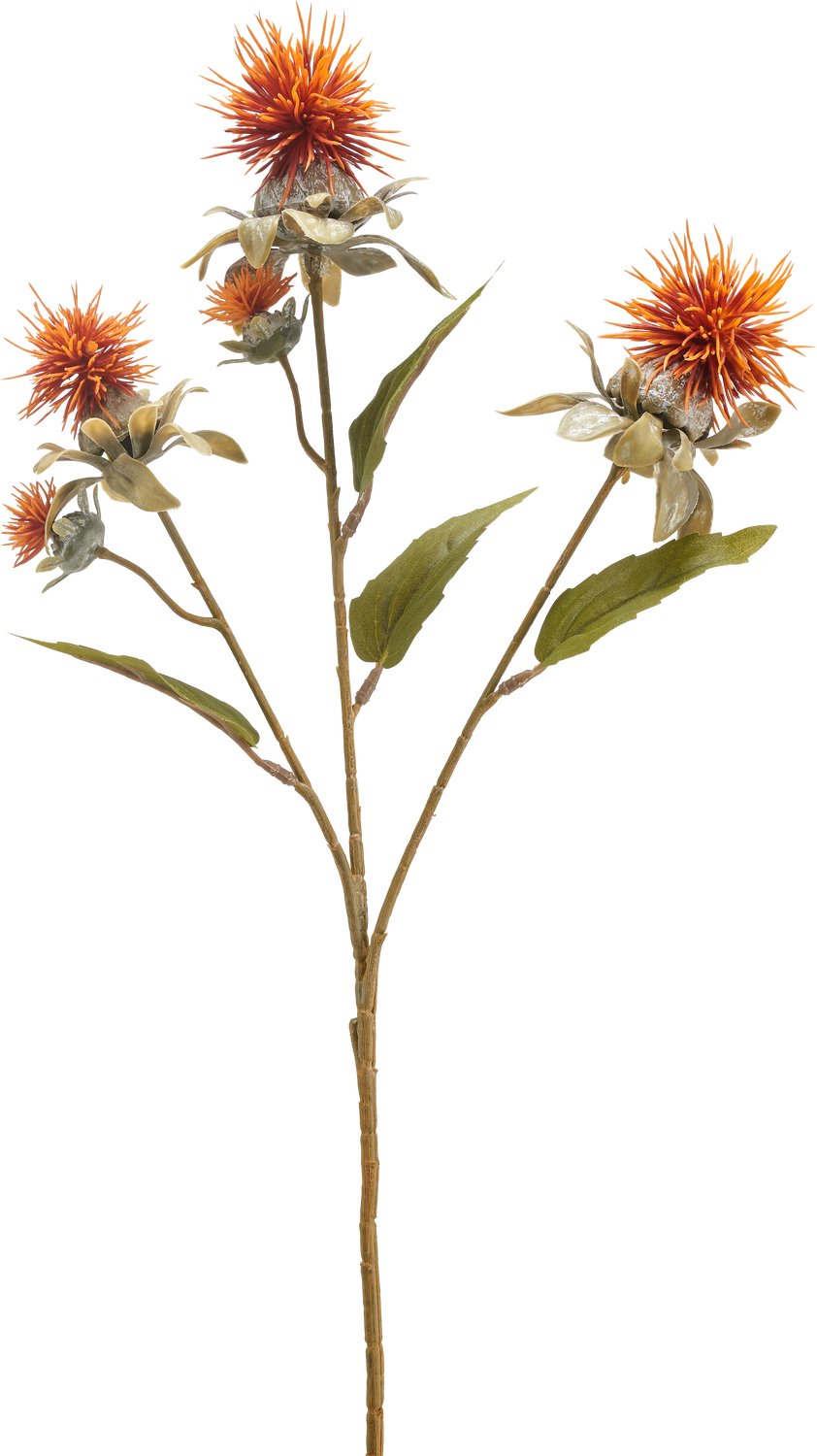 Easyplants | Kunstbloem Saffloer 57 cm oud oranje | Zijde | Nepbloemen | oranje | Onderhoudsvrij | Kant-en-klaar