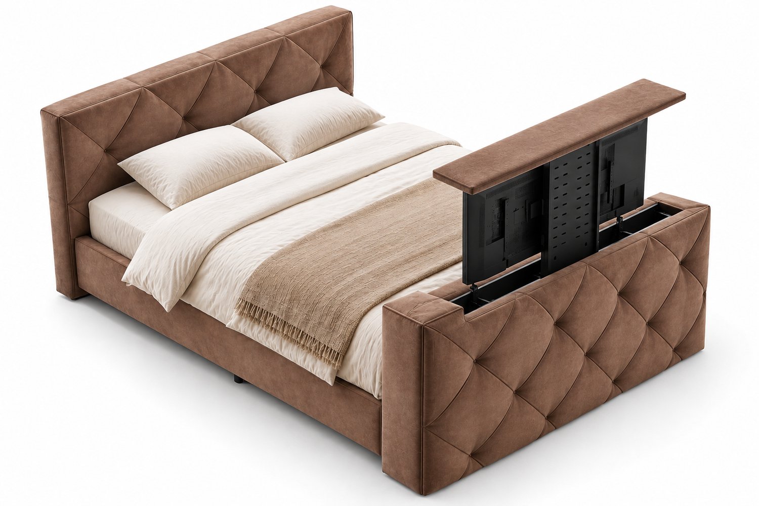 Boxspring FD Boxspring Ferrera met voetbord TV-lift 160x210 cm Donkerbruin