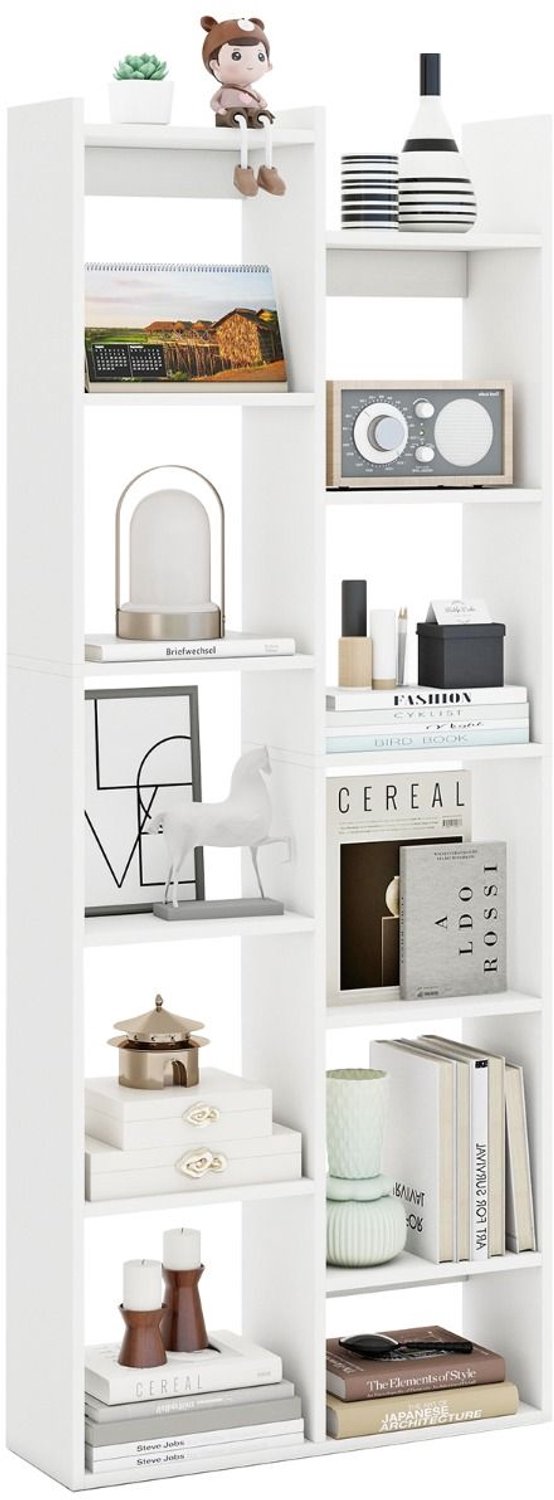 SureDeal® - Opbergrek - Boekenkast Laags Stellingkast - Anti Kantelbeveiliging Houten - Thuiskantoor Natuurlijk - Wit - 65x20x162 cm