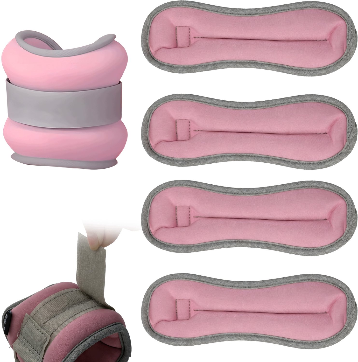 Merkloze Verstelbare Enkel- en Polsverzwaringen Roze 0.3kg (4 stuks)