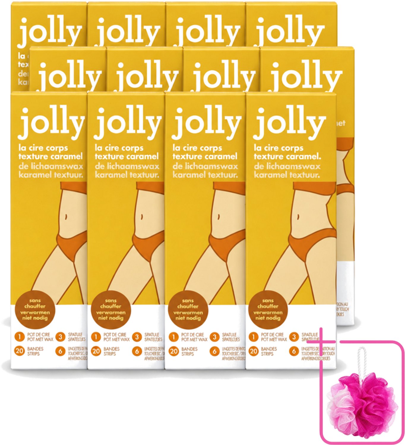 12 x Jolly - Lichaamswax - Karamel Structuur - 20 Strips - Bulkverpakking - Haar verwijderen - Lichaamswax