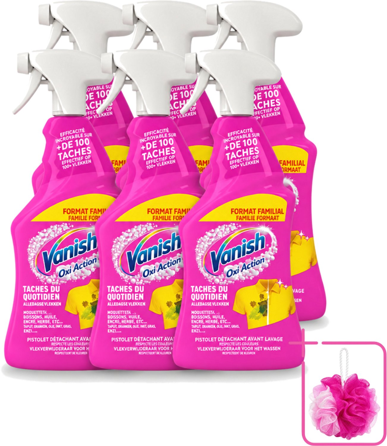 6 x Vanish – Vlekverwijderaar Spray – Oxi Action 4-in-1 – 940 ml - Bulkverpakking - Vlekverwijderaar - Douchemop - Wasmiddel