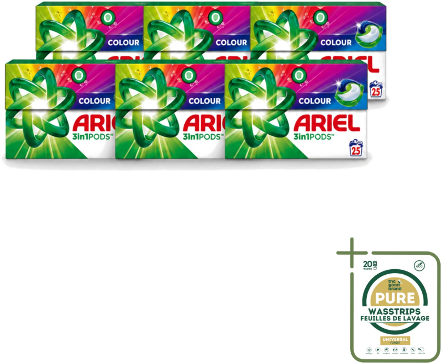 6 x Ariel – Pods 3in1 – Color – 500 g – 25 wasbeurten - Wasstrips - Kleurwas - Kleurbehoud - Wasmiddel - 3in1 Pods - Ariel Pods