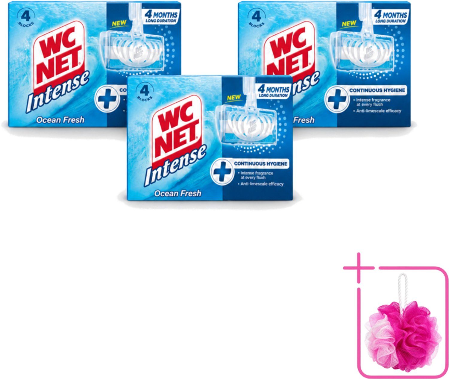 3 x WC Net - Toiletblok - Ocean Fresh - 4 Blokjes - Bulkverpakking - Toiletblok - Douchemop - Zuurstof