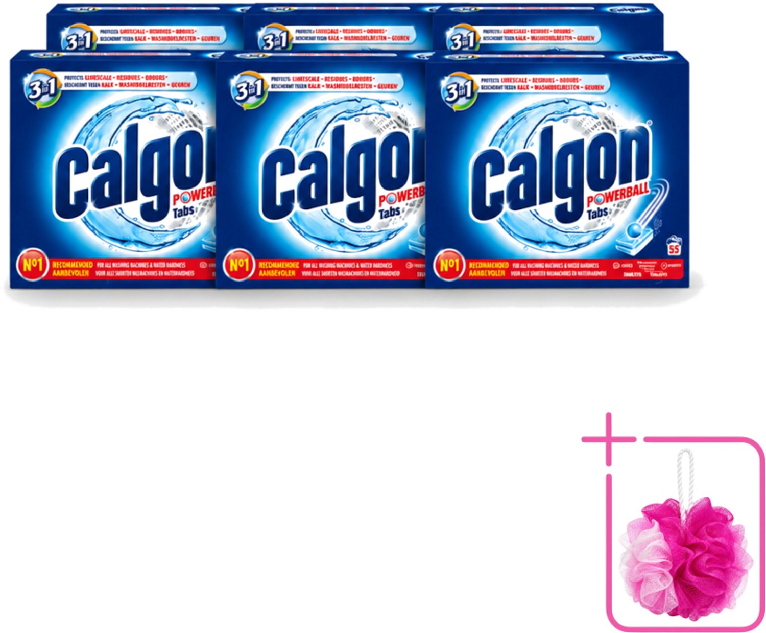 6 x Calgon - Wasmachinereiniger - Tegen Kalkaanslag / Wasmiddelresten / Geuren - 55 Tabletten - Bulkverpakking - Wasmachine reinigen - Douchemop - Kalkaanslag voorkomen