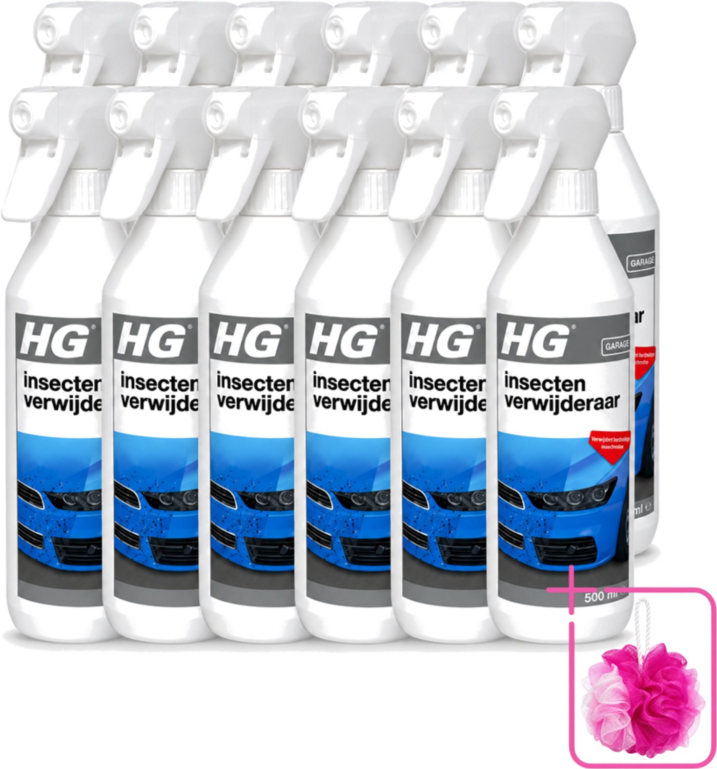 12 x HG - Insectenverwijderaar - Verwijdert Hardnekkige Insectresten - 500 ml - Bulkverpakking - Insectenverwijderaar auto - Douchemop - Insectenverwijderaar motoren