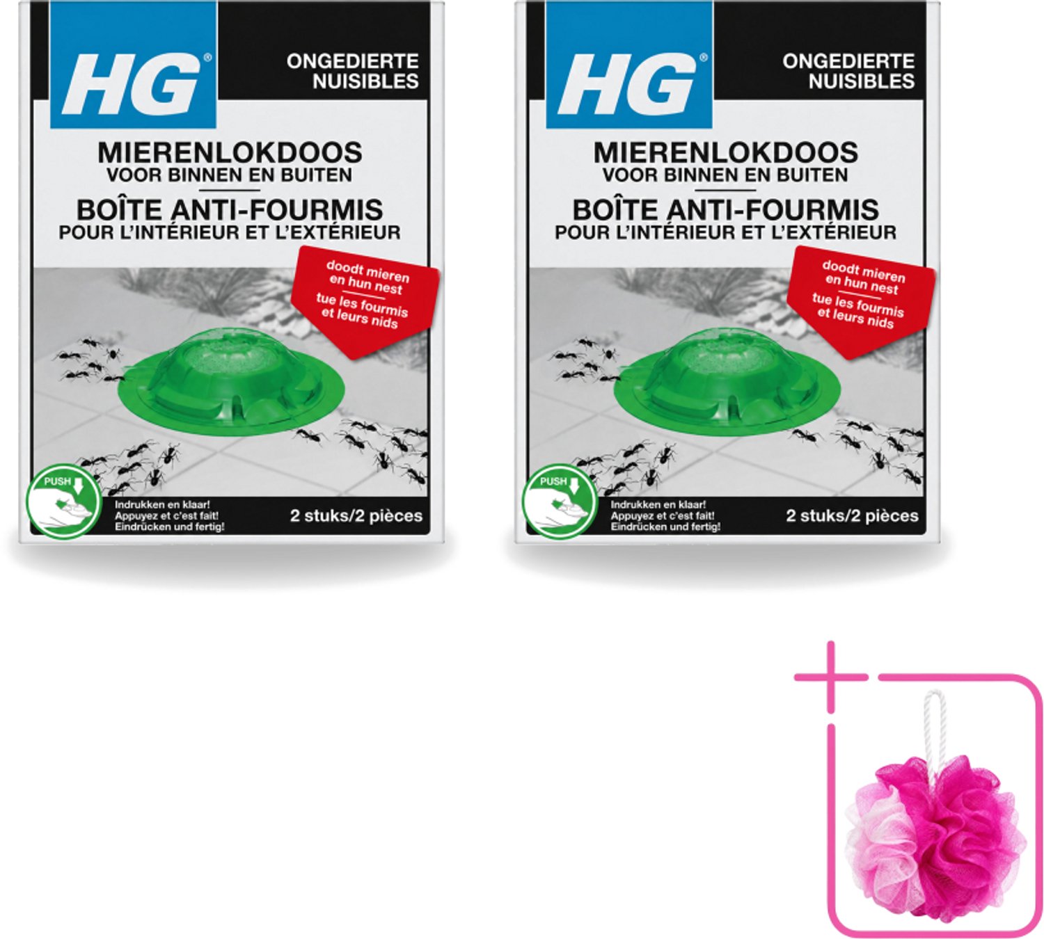 2 x HG X - Ongedierte - Mierenlokdoos Voor Binnen & Buiten - Bestrijdt Tot In Het Nest - 2 Doosjes - Bulkverpakking - Mierenbestrijding - Douchemop - Mierenlokdoos