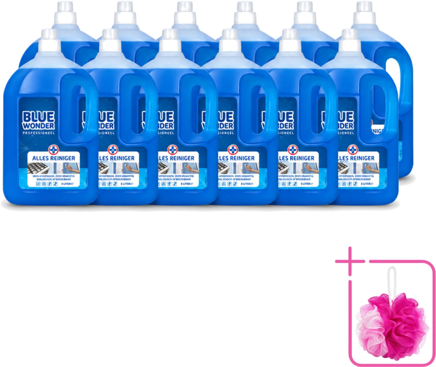 12 x Blue Wonder - Professionele Allesreiniger - Krachige Hygiëne - Biologisch Afbreekbaar - 3L - Bulkverpakking - Allesreiniger - Hygiëne