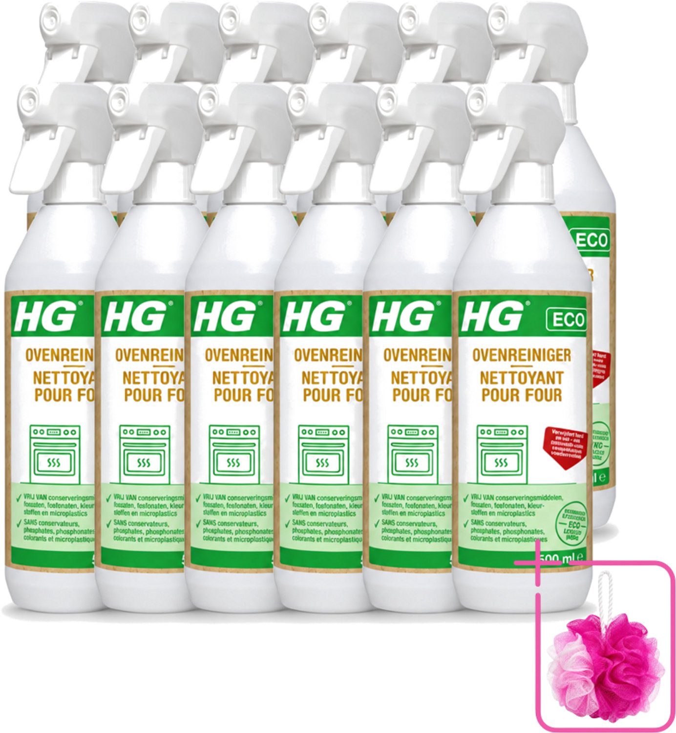 12 x HG ECO - Ovenreiniger - Verwijdert Snel & Effectief - Duurzaam & Ecologisch - 500 ml - Bulkverpakking - Oven reinigen - Vet verwijderen