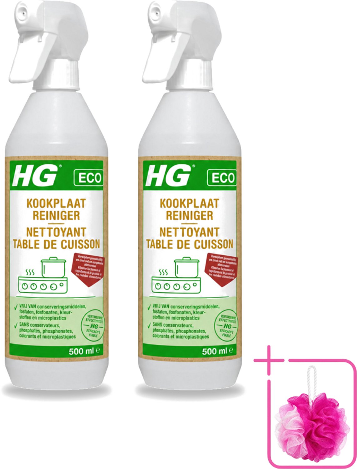 2 x HG ECO - Kookplaatreiniger - Verwijdert Gemakkelijk & Snel - Duurzaam & Ecologisch - 500 ml - Bulkverpakking - Kookplaat reinigen - Eco kookplaatreiniger