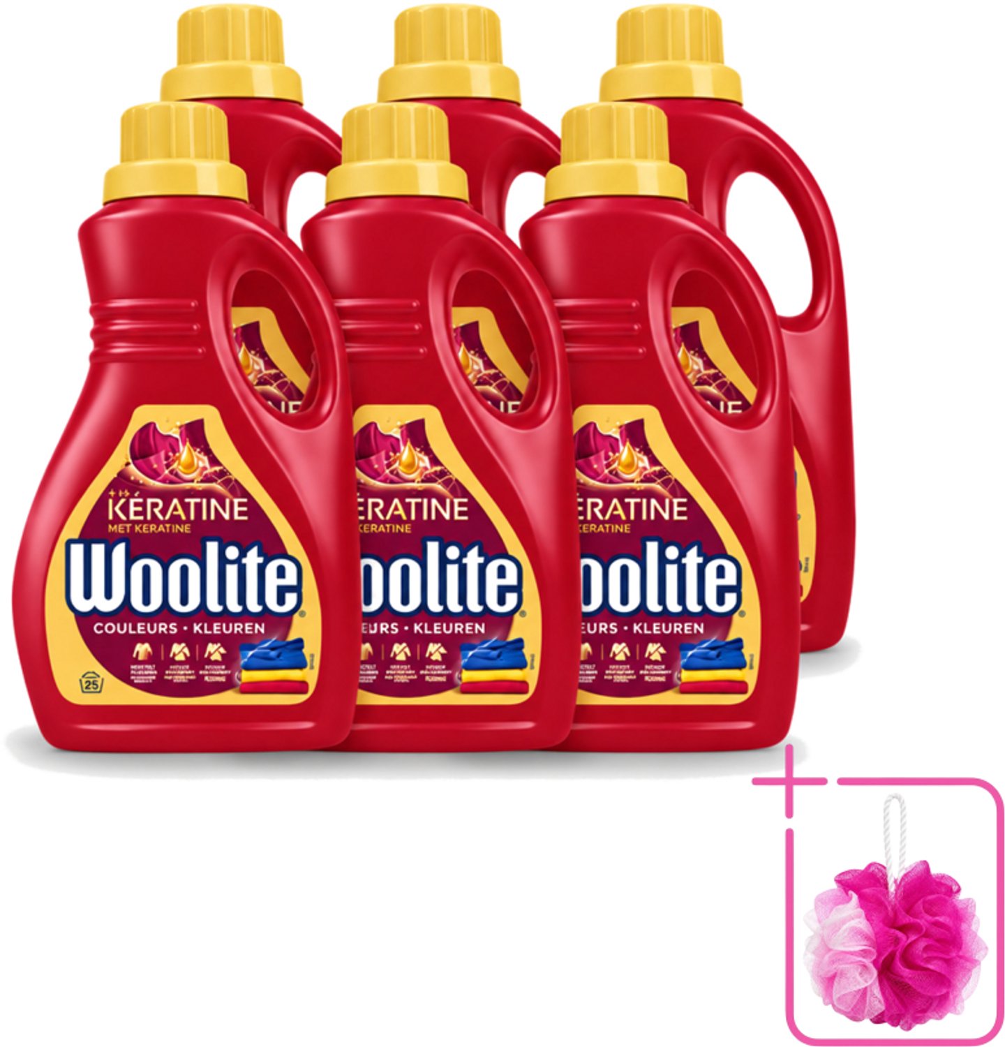 6 x Woolite Color - Vloeibaar Wasmiddel - Met Keratine - Gekleurde Was - 25 Wasbeurten - 1,5L - Bulkverpakking - Gekleurde was - Douchemop - Keratine wasmiddel