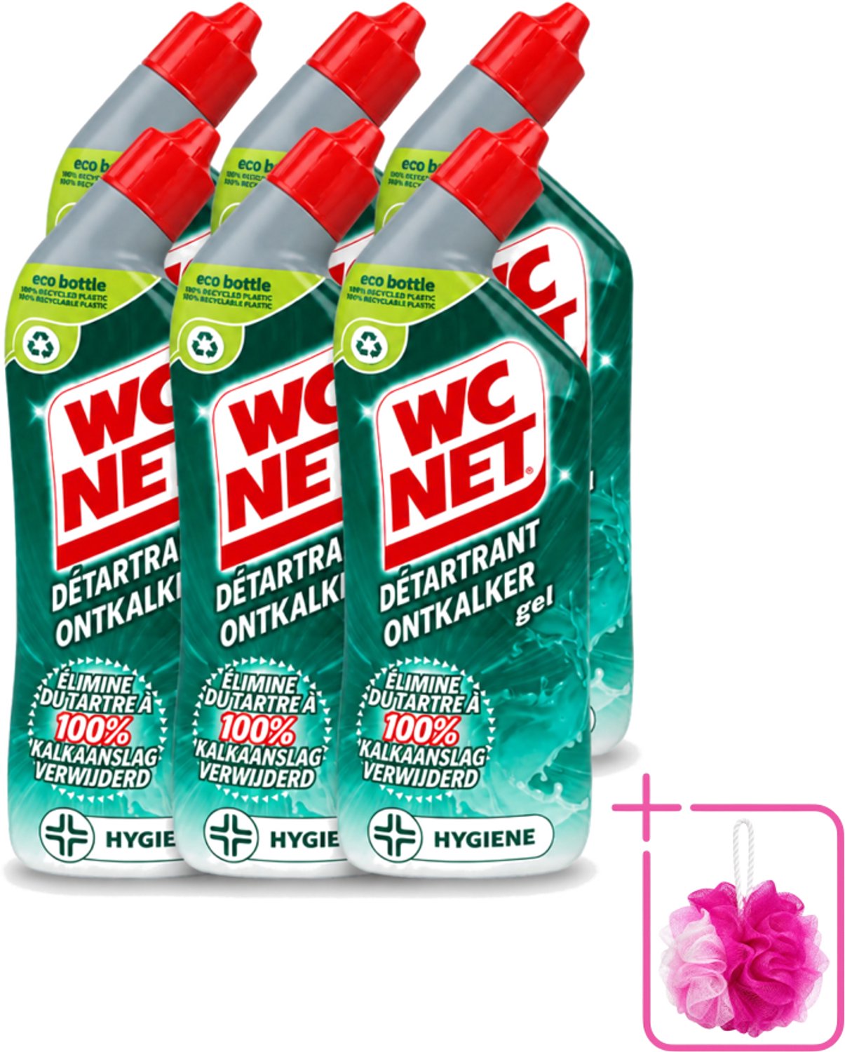 6 x WC Net - Toiletreiniger - Gel - Ontkalkt - Gerecycled Materiaal - 750 ml - Bulkverpakking - WC net ontkalker - Douchemop - Toilet reinigen