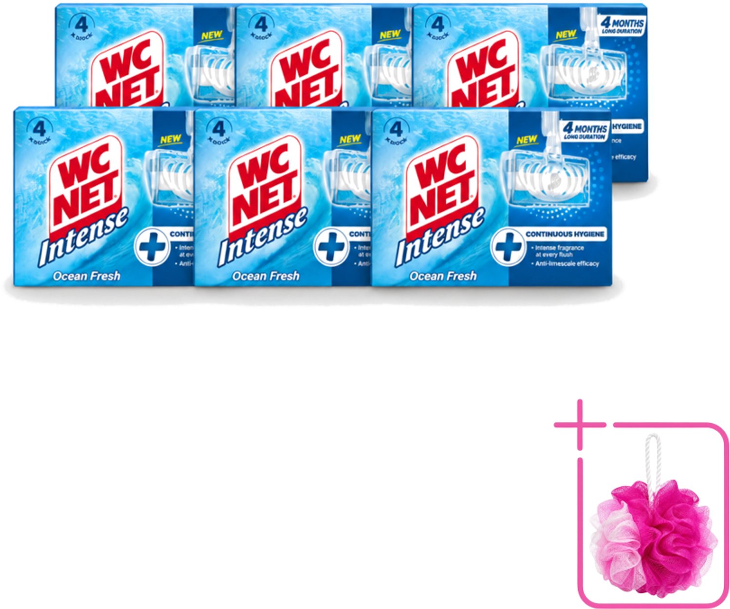 6 x WC Net - Toiletblok - Ocean Fresh - 4 Blokjes - Bulkverpakking - Toiletblok - Douchemop - Zuurstof