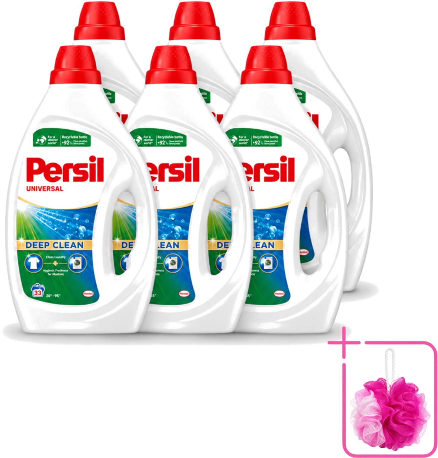 6 x Persil Universal - Vloeibaar Wasmiddel - Witte en Gekleurde Was - 33 Wasbeurten - Bulkverpakking - Persil Universal Gel - Douchemop - Wasmiddel