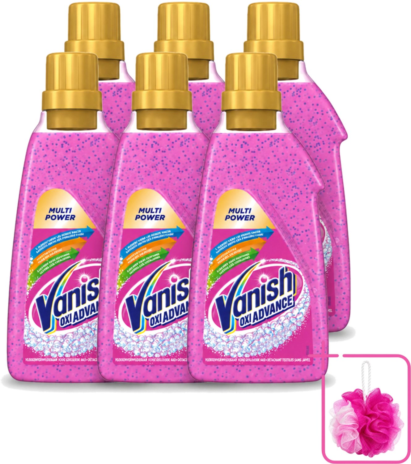 6 x Vanish Oxi Advance - Vlekkenverwijderaar Gel - Zonder Bleek - Gekleurde Was - 750 ml - Bulkverpakking - Vlekverwijderaar - Douchemop - Wasmiddel