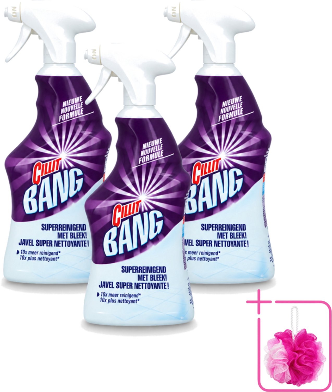 3 x Cillit Bang - Power Cleaner - Bleek & Hygiëne - Schoonmaakspray - Voor Vlekken en Aanslag - 750 ml - Bulkverpakking - Schoonmaak - Douchemop - Vuil verwijderen