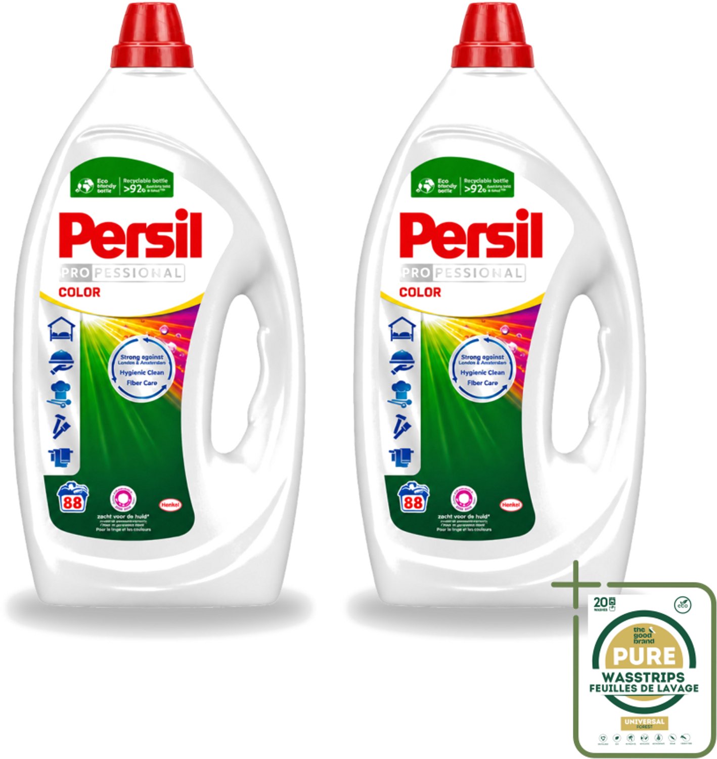2 x Persil Professional Color - Vloeibaar Wasmiddel - Gekleurde Was - 88 Wasbeurten - Wasstrips - Gekleurde Was - Vlekverwijdering - Wasmiddel - Wasresultaat - Wasfrisheid