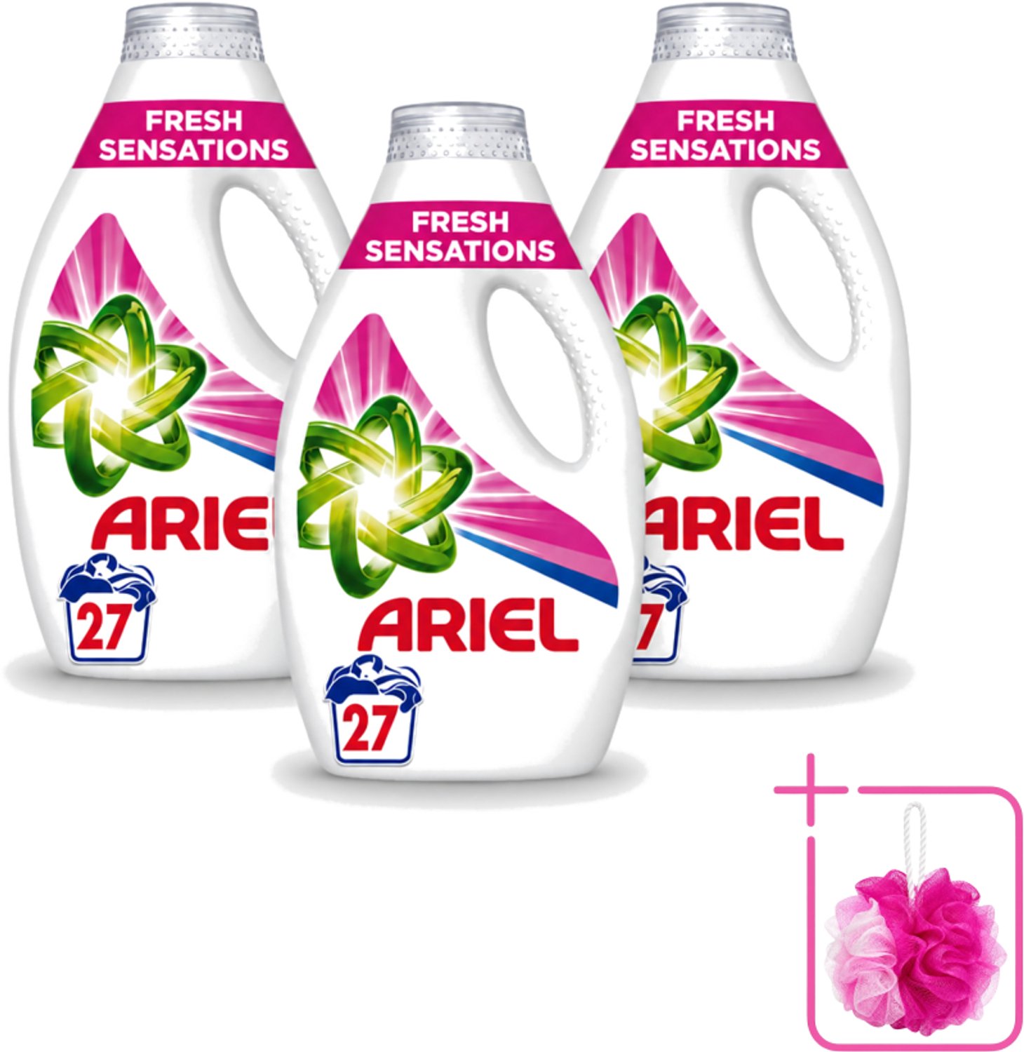 3 x Ariel Original - Fresh Sensations - Vloeibaar Wasmiddel - Witte en Lichtgekleurde Was - 27 Wasbeurten - Bulkverpakking - Vloeibaar wasmiddel - Douchemop - Frisse geur