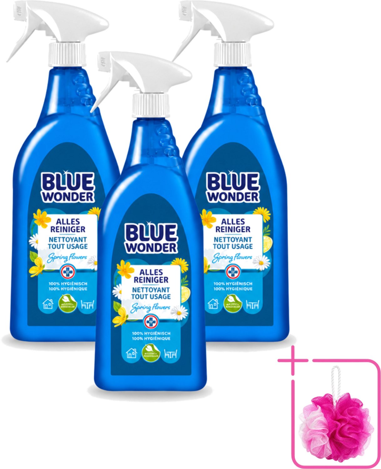 3 x Blue Wonder - Allesreiniger - Lente Bloemen - Hygiënisch - Biologisch Afbreekbaar - 750 ml - Bulkverpakking - Allesreiniger - Reinigings spray