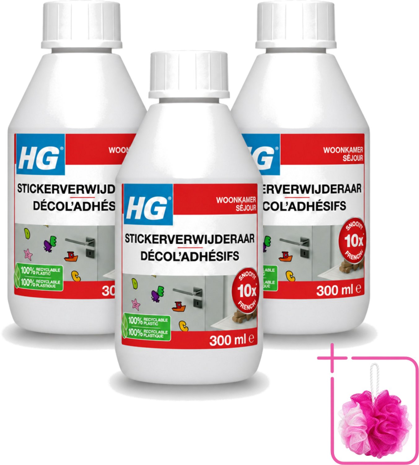3 x HG - Stickerverwijderaar - Meest Effectief - Verwijdert Eenvoudig - 300 ml - Bulkverpakking - Stickerverwijderaar - Stickerlijm verwijderen