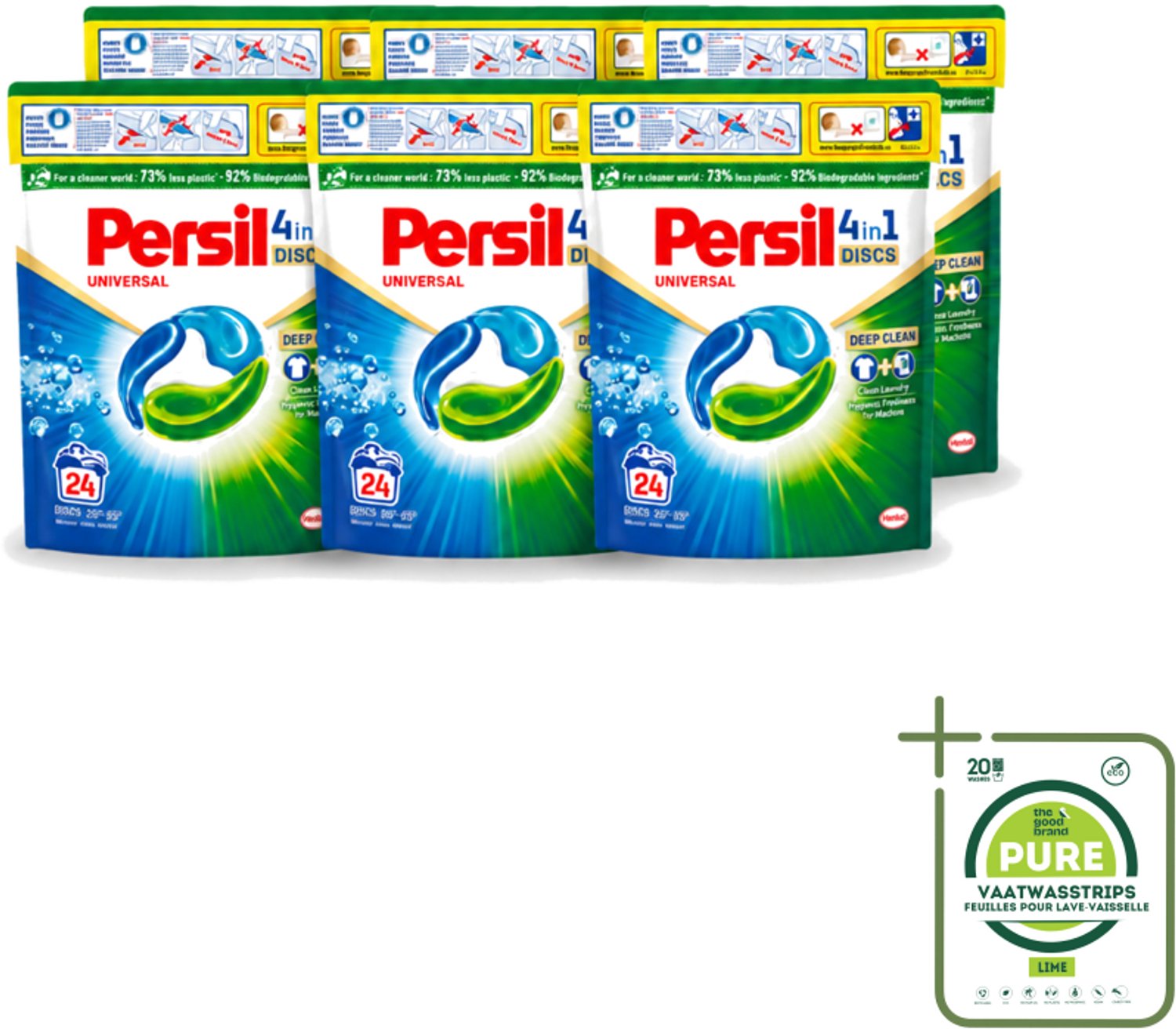 6 x Persil – Wasmiddel Discs – Universeel - 24 Capsules - Grootverpakking - Vaatwasstrips - Wasmiddel - Wascapsules - Vlekverwijdering - Frisheid - Kleurbehoud