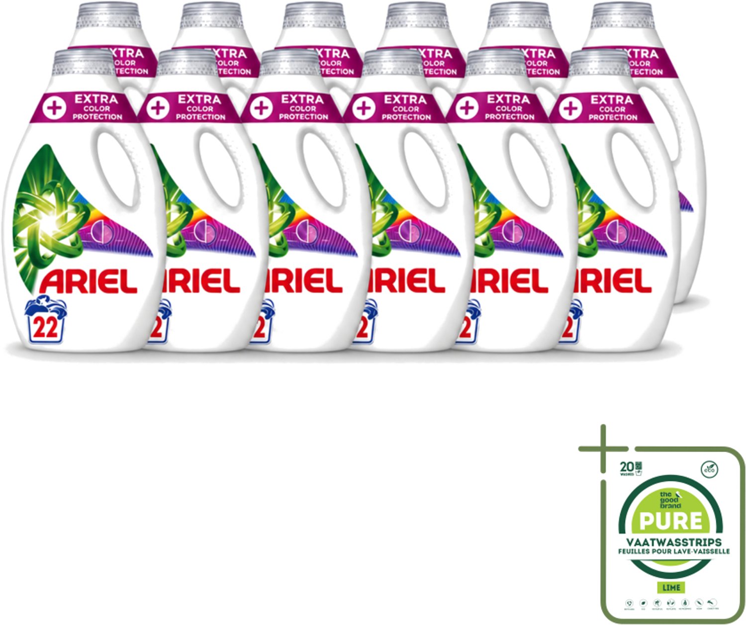 12 x Ariel – Vloeibaar Wasmiddel – Extra Color Protection – 990 ml – 22 wasbeurten - Grootverpakking - Kleurbehoud Wasmiddel - Vloeibaar Wasmiddel Kleur - Wasmiddel Voor Gekleurd Was - Kleurvervaging Voorkomen - Wasmiddel Voor Donkere Kleding