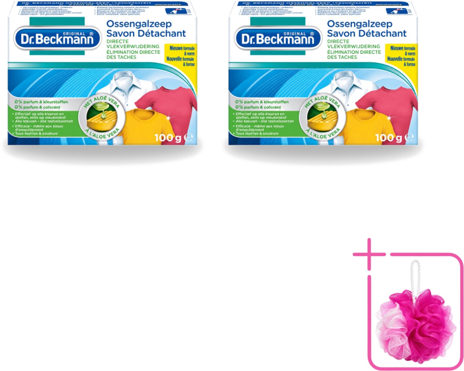2 x Dr.Beckmann - Vlekkenverwijderaar - Ossengalzeep Met Aloë Vera - Witte en Gekleurde Was - 100g - Bulkverpakking - Vlekkenverwijderaar - Douchemop - Textiel reinigen