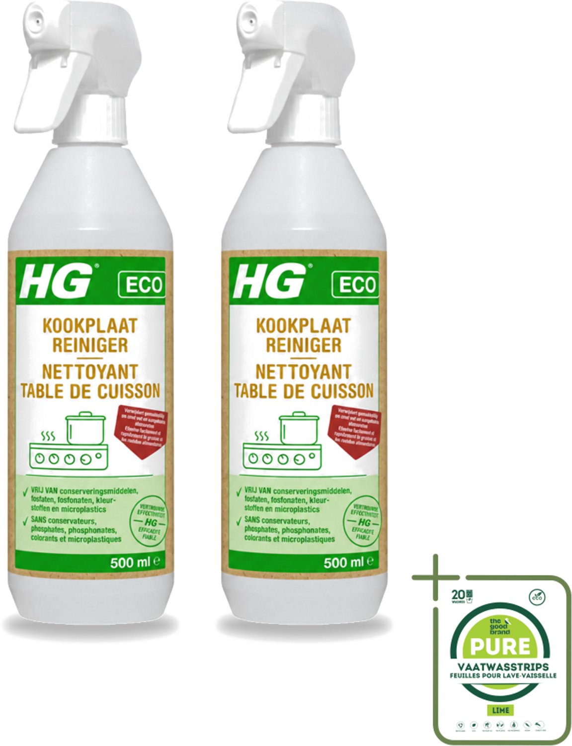 2 x HG ECO - Kookplaatreiniger - Verwijdert Gemakkelijk & Snel - Duurzaam & Ecologisch - 500 ml - Grootverpakking - Kookplaat Reinigen - Eco Kookplaatreiniger - Vet Verwijderen - Kalkaanslag Verwijderen - Kookvocht Verwijderen