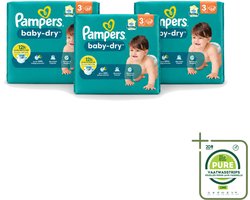 3 x Pampers – Luiers – Baby-Dry Maat 3 (6-10 kg) – 34 Luiers - Grootverpakking - Vaatwasstrips - Babyluier - Babydouche - Droge Luier - Luier Voor Baby - Luier 3 Kg