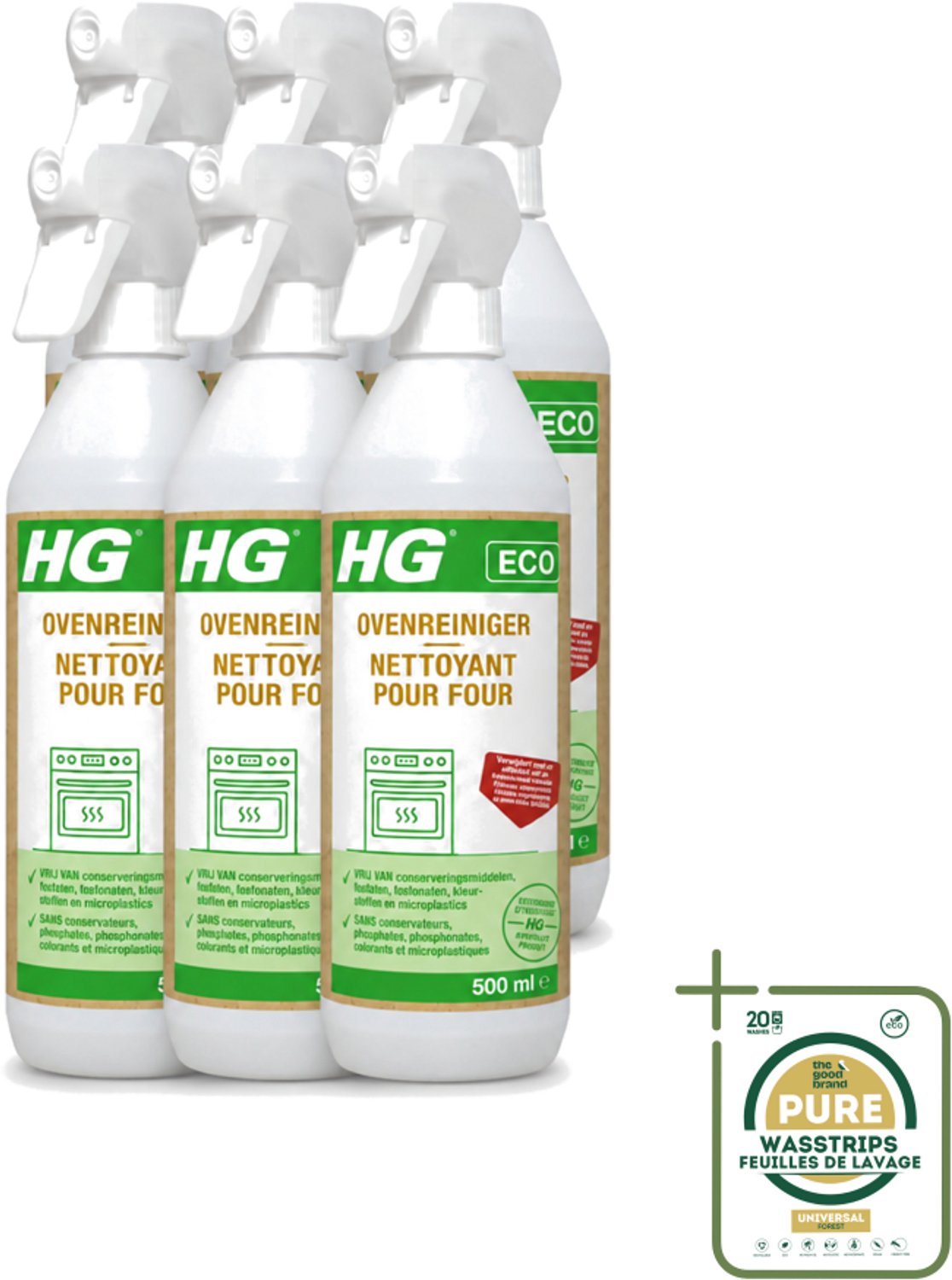 6 x HG ECO - Ovenreiniger - Verwijdert Snel & Effectief - Duurzaam & Ecologisch - 500 ml - Oven Reinigen - Vet Verwijderen - Oven Reiniger - Eco Oven Reiniger - Aangebrand Vet Verwijderen