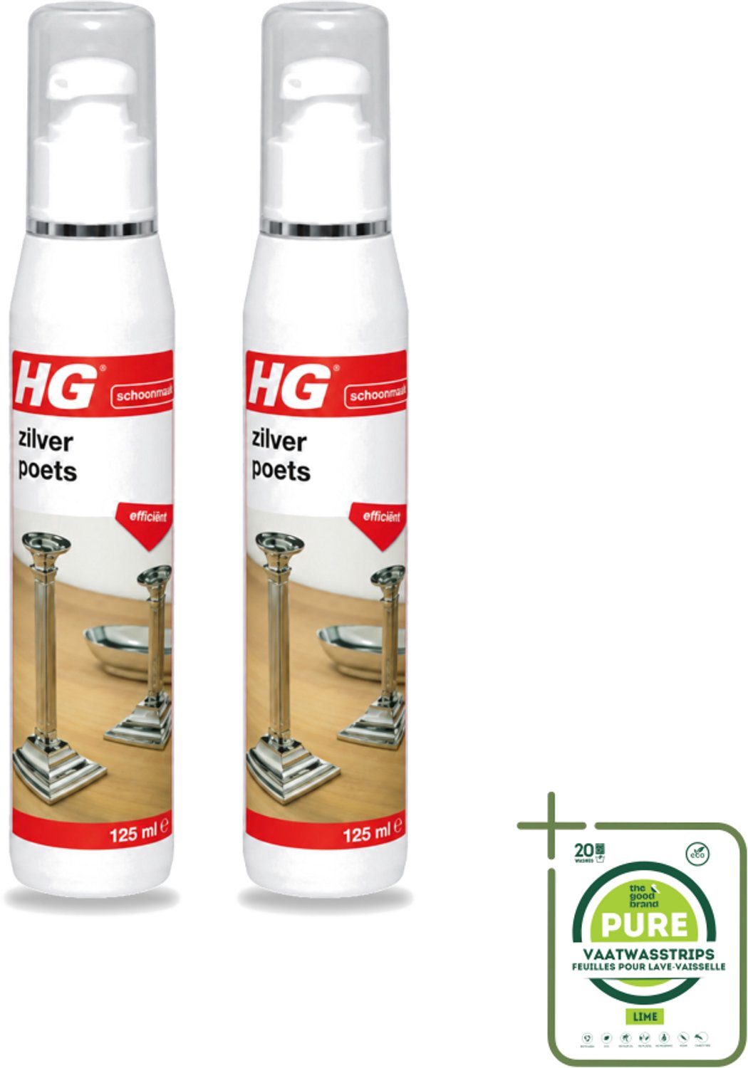 2 x HG - Zilverpoets Gel - Efficiënt - Optimale Glans & Krast Niet - 125 ml - Grootverpakking - Vaatwasstrips - Zilverpoets - Zilver Reinigen - Zilver Aanslag Verwijderen - Zilver Krassen Vermijden - Zilveren Voorwerpen Reinigen