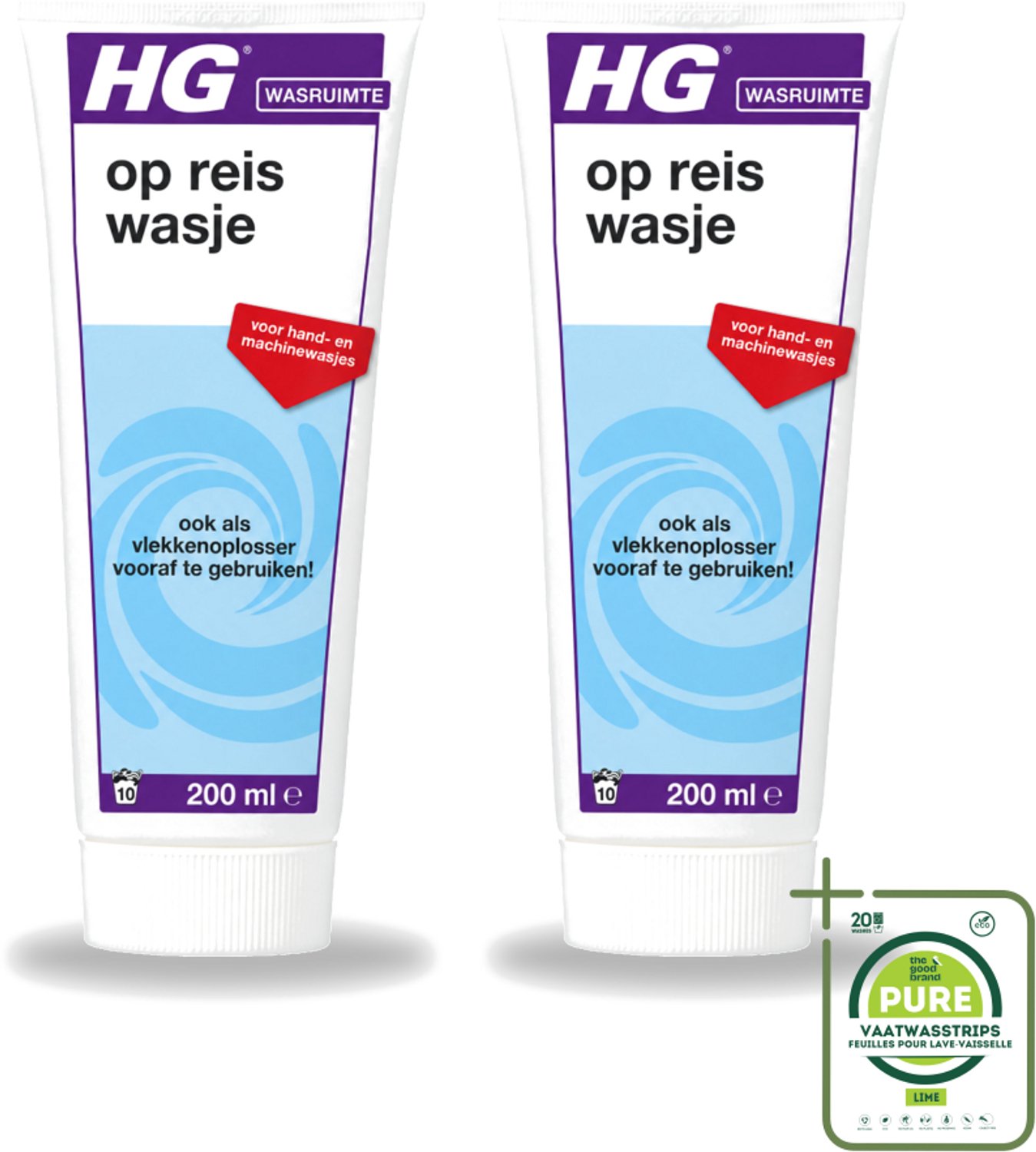 2 x HG - Wasruimte - Op-Reis-Wasje - Voor Hand & Machine Wasjes - 200 ml - Grootverpakking - Vaatwasstrips - Op Reis Wasmiddel - Wasmiddel Voor Reizen - Wasmiddel Met Wasverzachter - Wasmiddel Voor Vlekken - Handwas