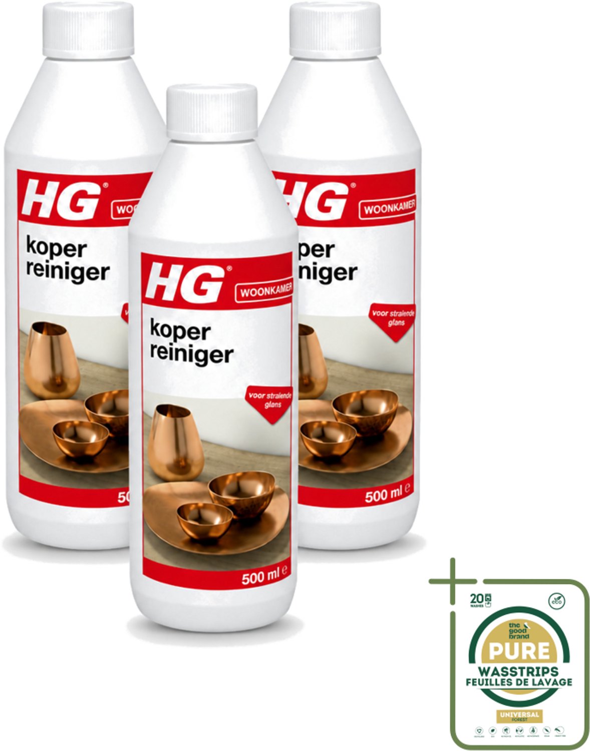 3 x HG - Koper Reiniger - Voor Stralende Glans - 500 ml - Koper Reinigen - Koper Glans - Messing Reinigen - Bronzen Reinigen - Koper Oplossing