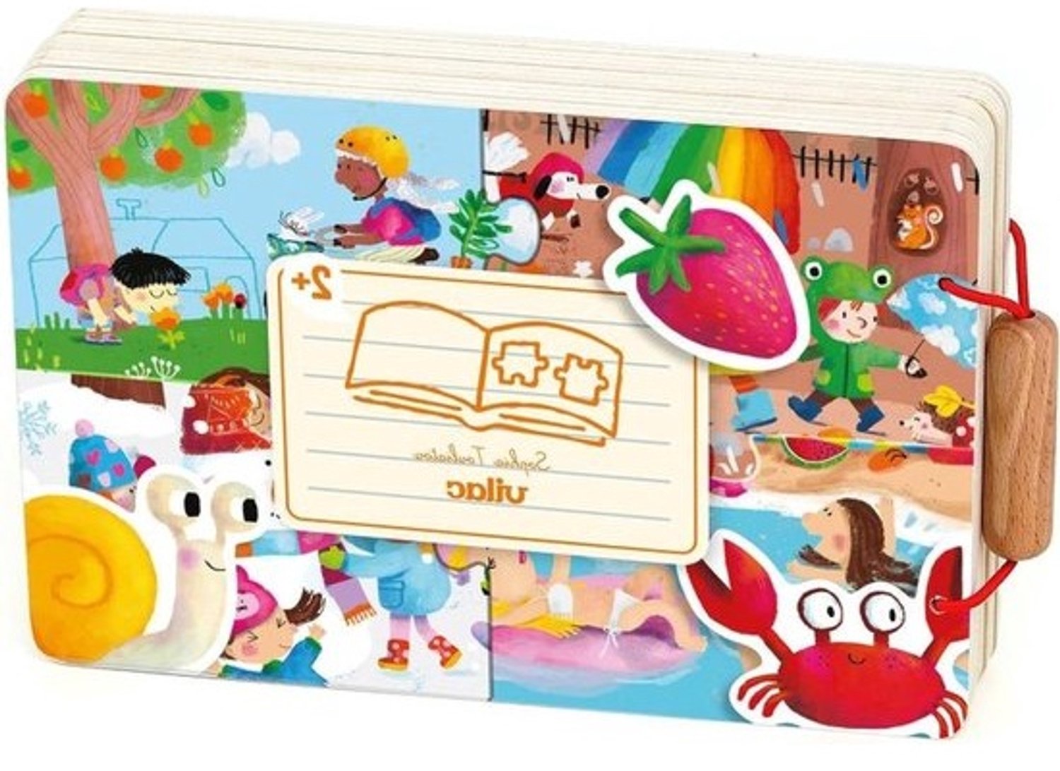 Houten Puzzelboek - Seizoenen Puzzel - Educatief Spel - Montessori Inspiratie - 4 Puzzels - Blauw