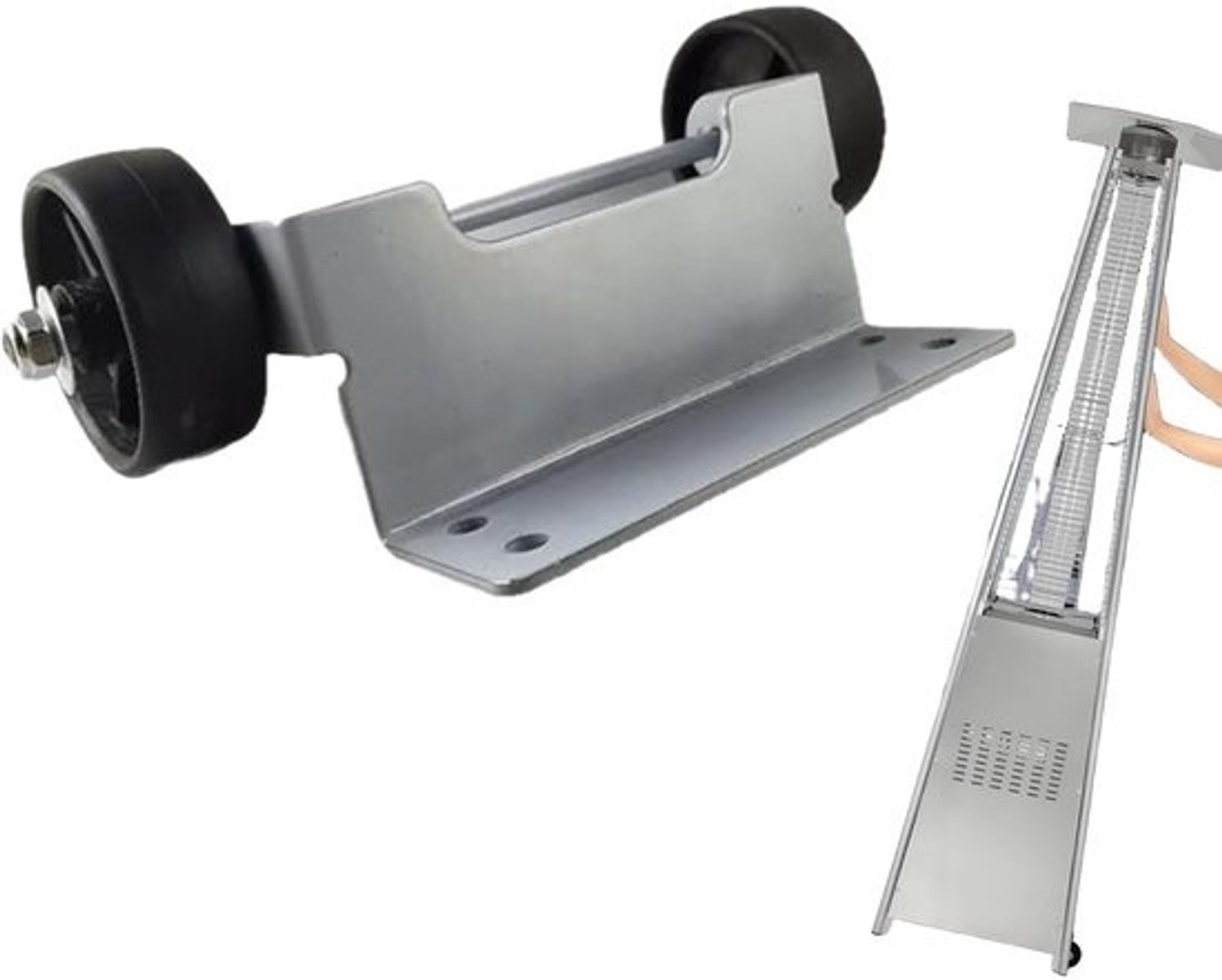 Terraskachel Wielen - Verplaatsbare Onderdelen - Buiten Verwarmen - Gereedschapsloze Montage - 23.5 cm - Zilver