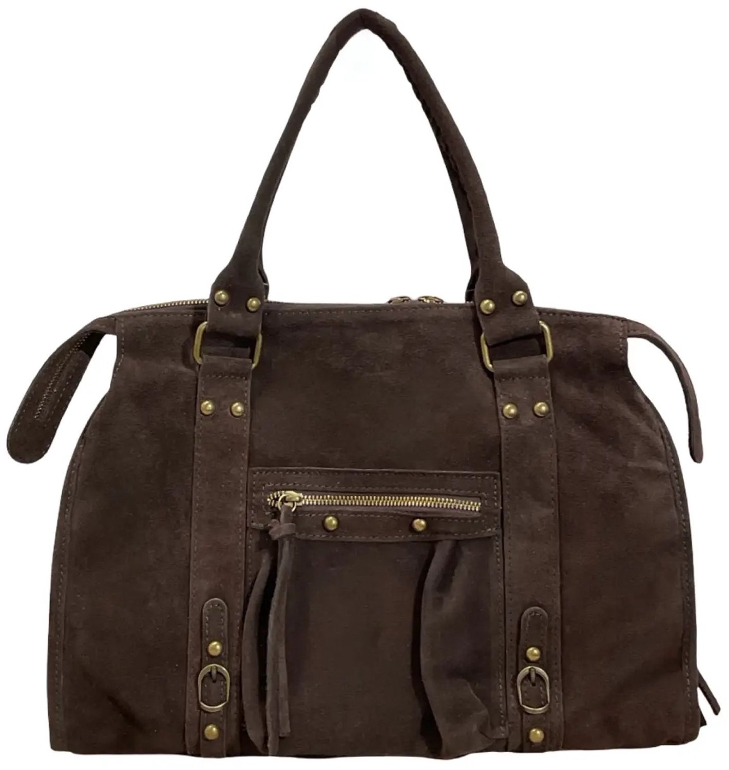 Damestas - It Girl Bag - City Bag - Capucine L – Bruin - Dames Handtas – Echt Suède Leer – 41 cm – Laptoptas tot 16 inch – Schoudertas – Bruin.