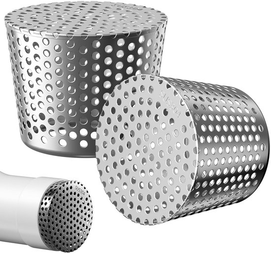 Famanu – Bladbescherming voor dakgoten set van 2 stuks van, bladrooster voor regenpijpen van 50 mm tot 63 mm, gereedschapsvrije montage, voorkomt verstoppingen
