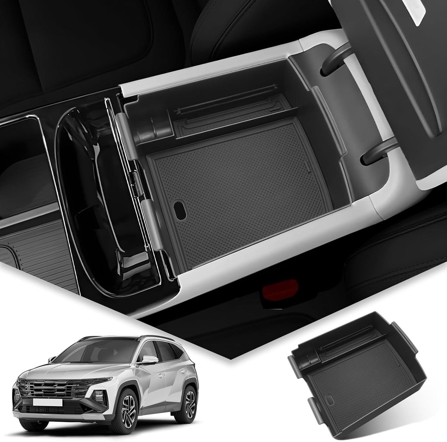 BIBIBO Middenconsole-organizer compatibel met H*Hyundai Tucson NX4 2025 2026 (elektronisch automatisch), opbergdoos - Homevero
